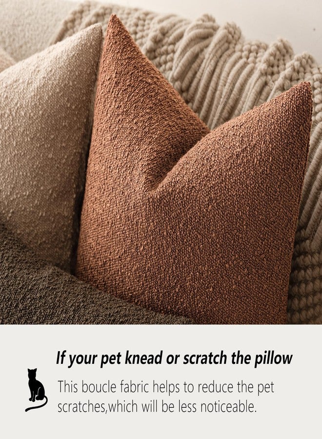 Foindtower Decorative Textured Boucle Throw Pillow Covers Accent Solid Pillow Cases Neutral Soft Cozy Couch Cushion Case for Chair Sofa Bedroom Living Room Home Decor 18x18 Inch,1PC,Burnt Orange Hazel - Image 4